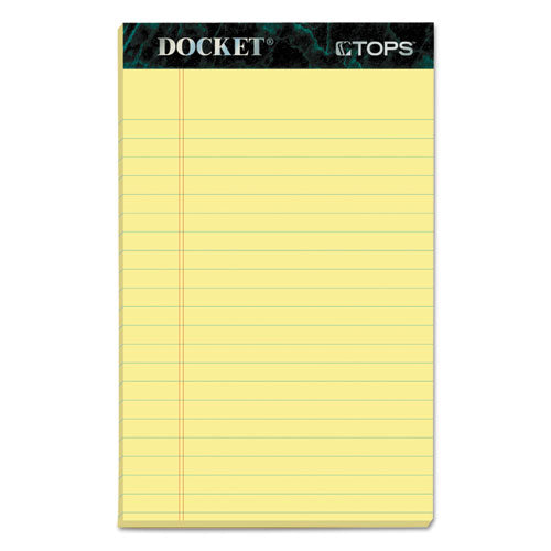 Image of TOPS Docket Ruled Perforated Pads, Narrow Rule, 50 Canary-Yellow 5 X 8 Sheets, 12/pack