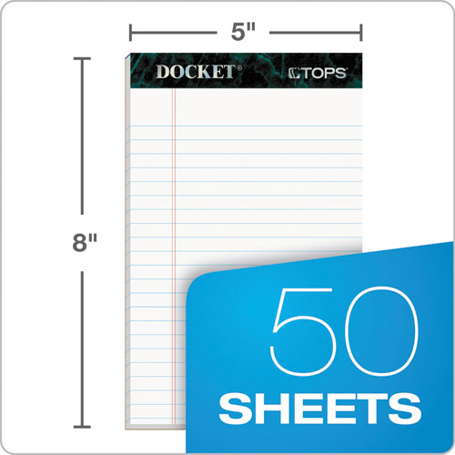 Image of TOPS Docket Ruled Perforated Pads, Narrow Rule, 50 White 5 X 8 Sheets, 12/pack