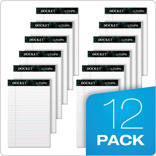 Image of TOPS Docket Ruled Perforated Pads, Narrow Rule, 50 White 5 X 8 Sheets, 12/pack