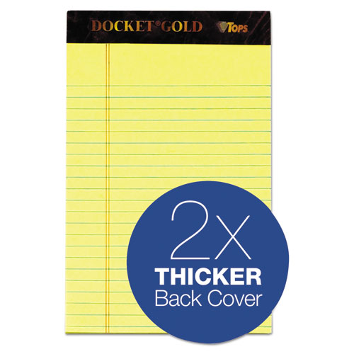 Image of TOPS Docket Gold Ruled Perforated Pads, Narrow Rule, 50 Canary-Yellow 5 X 8 Sheets, 12/pack