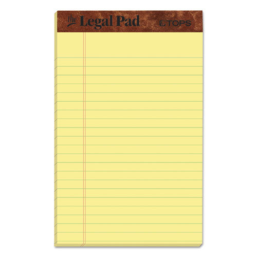 Image of TOPS The Legal Pad Ruled Perforated Pads, Narrow Rule, 50 Canary-Yellow 5 X 8 Sheets, Dozen