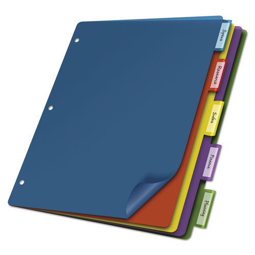 Image of Cardinal® Poly Index Dividers, 5-Tab, 11 X 8.5, Assorted, 4 Sets