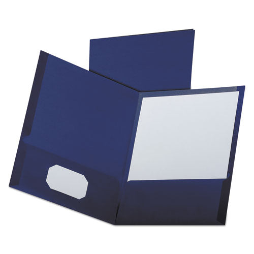 Image of Oxford Linen Finish Twin Pocket Folders, 100-Sheet Capacity, 11 X 8.5, Navy, 25/box