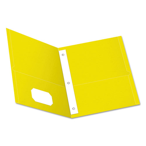 Image of Oxford Twin-Pocket Folders With 3 Fasteners, 0.5" Capacity, 11 X 8.5, Yellow, 25/box
