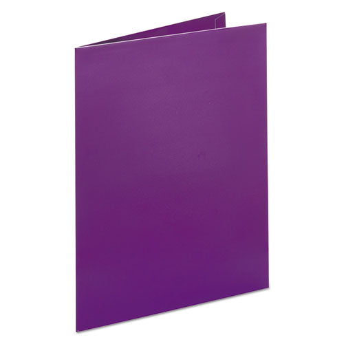Image of Oxford Two-Pocket Laminated Folder, 100-Sheet Capacity, 11 X 8.5, Metallic Purple, 25/box