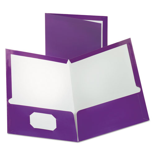 Image of Oxford Two-Pocket Laminated Folder, 100-Sheet Capacity, 11 X 8.5, Metallic Purple, 25/box