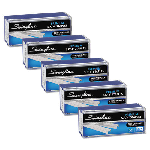 Image of Swingline® S.f. 4 Premium Staples, 0.25" Leg, 0.5" Crown, Silver, 5,000/box, 5 Boxes/pack