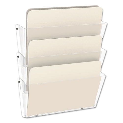 Image of deflecto® Unbreakable DocuPocket Wall File, 3 Sections, Letter Size, 14.5" x 3" x 6.5", Clear, 3/Pack