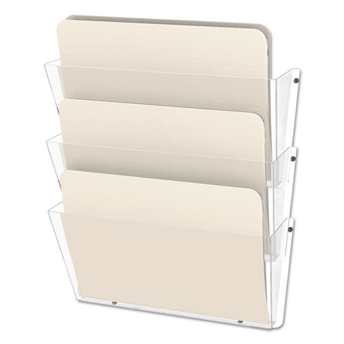 Image of deflecto® Unbreakable DocuPocket Wall File, 3 Sections, Letter Size, 14.5" x 3" x 6.5", Clear, 3/Pack