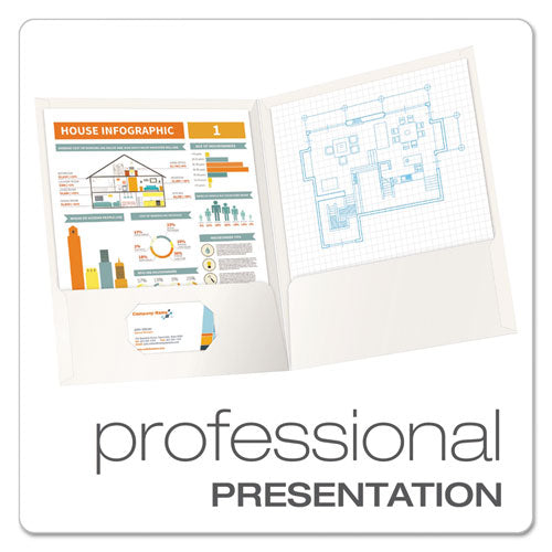 Image of Oxford High Gloss Laminated Paperboard Folder, 100-Sheet Capacity, 11 X 8.5, White, 25/box