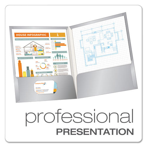 Image of Oxford High Gloss Laminated Paperboard Folder, 100-Sheet Capacity, 11 X 8.5, Gray, 25/box