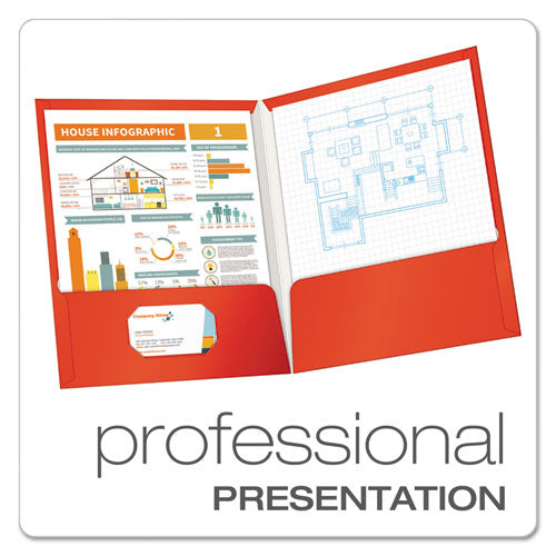 Image of Oxford High Gloss Laminated Paperboard Folder, 100-Sheet Capacity, 11 X 8.5, Red, 25/box