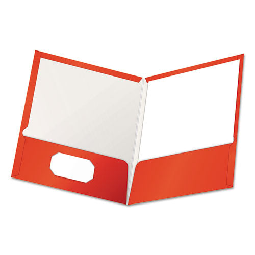 Image of Oxford High Gloss Laminated Paperboard Folder, 100-Sheet Capacity, 11 X 8.5, Red, 25/box