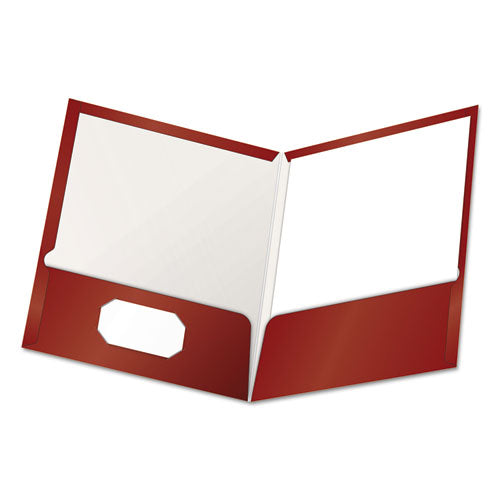 Image of Oxford High Gloss Laminated Paperboard Folder, 100-Sheet Capacity, 11 X 8.5, Crimson, 25/box