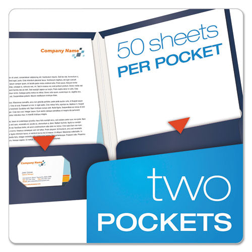 Image of Oxford High Gloss Laminated Paperboard Folder, 100-Sheet Capacity, 11 X 8.5, Navy, 25/box