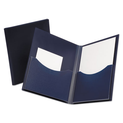 Image of Oxford Poly Double Stuff Gusseted 2-Pocket Folder, 200-Sheet Capacity, 11 X 8.5, Navy