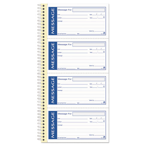 Image of Adams® Write 'n Stick Phone Message Book, Two-Part Carbonless, 4.75 x 2.75, 4 Forms/Sheet, 200 Forms Total