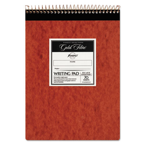 Image of Ampad® Gold Fibre Retro Wirebound Writing Pads, Wide/Legal and Quadrille Rule, Red Cover, 70 White 8.5 x 11.75 Sheets