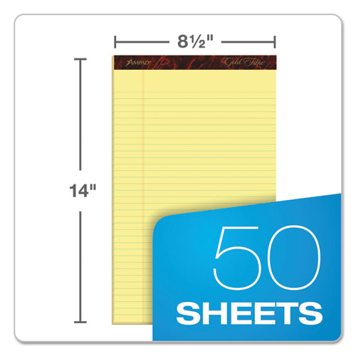 Image of Ampad® Gold Fibre Quality Writing Pads, Wide/legal Rule, 50 Canary-Yellow 8.5 X 14 Sheets, Dozen