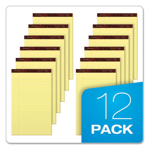 Image of Ampad® Gold Fibre Quality Writing Pads, Wide/legal Rule, 50 Canary-Yellow 8.5 X 14 Sheets, Dozen