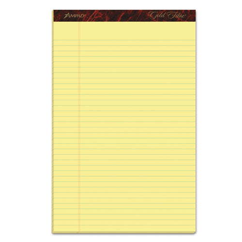 Image of Ampad® Gold Fibre Quality Writing Pads, Wide/legal Rule, 50 Canary-Yellow 8.5 X 14 Sheets, Dozen