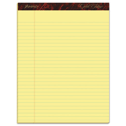 Image of Ampad® Gold Fibre Quality Writing Pads, Wide/legal Rule, 50 Canary-Yellow 8.5 X 11.75 Sheets, Dozen