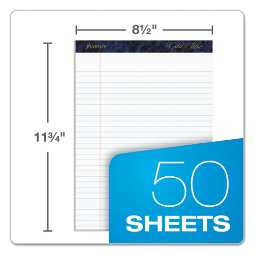 Image of Ampad® Gold Fibre Quality Writing Pads, Wide/legal Rule, 50 White 8.5 X 11.75 Sheets, Dozen