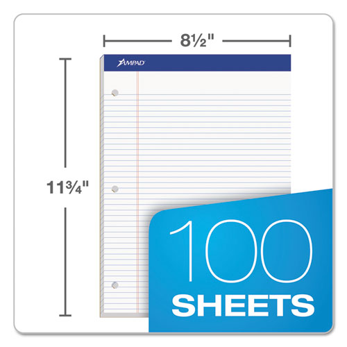 Image of Ampad® Double Sheet Pads, Wide/legal Rule, 100 White 8.5 X 11.75 Sheets