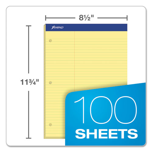 Image of Ampad® Double Sheet Pads, Pitman Rule Variation (offset Dividing Line - 3" Left), 100 Canary-Yellow 8.5 X 11.75 Sheets