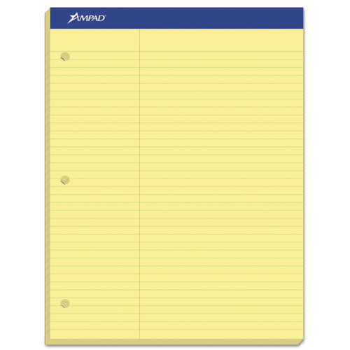 Image of Ampad® Double Sheet Pads, Pitman Rule Variation (offset Dividing Line - 3" Left), 100 Canary-Yellow 8.5 X 11.75 Sheets