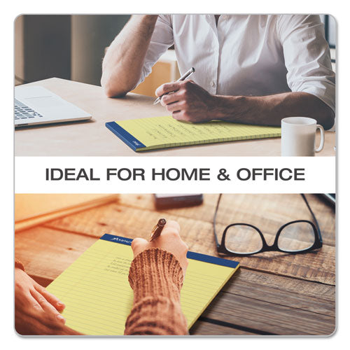 Image of Ampad® Perforated Writing Pads, Wide/Legal Rule, 50 Canary Yellow 8.5 x 11.75 Sheets, Dozen