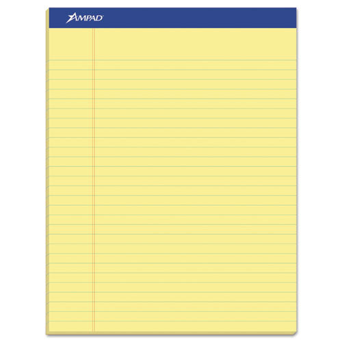 Image of Ampad® Perforated Writing Pads, Wide/Legal Rule, 50 Canary Yellow 8.5 x 11.75 Sheets, Dozen