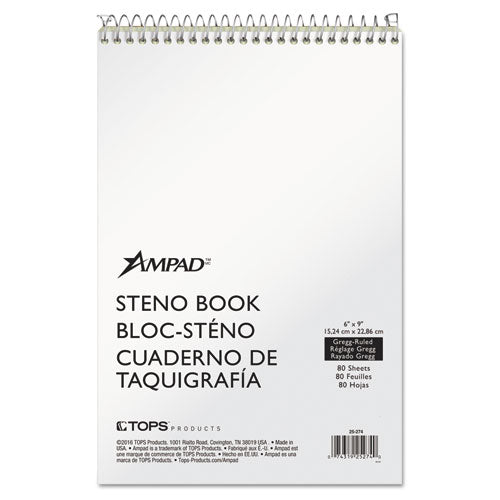 Image of Ampad® Steno Pads, Gregg Rule, Tan Cover, 80 Green-Tint 6 X 9 Sheets