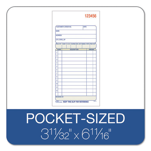 Image of Adams® Multipart Sales Order Pad, 12 Lines, Two-Part Carbonless, 3.34 x 6.69, 50 Forms Total