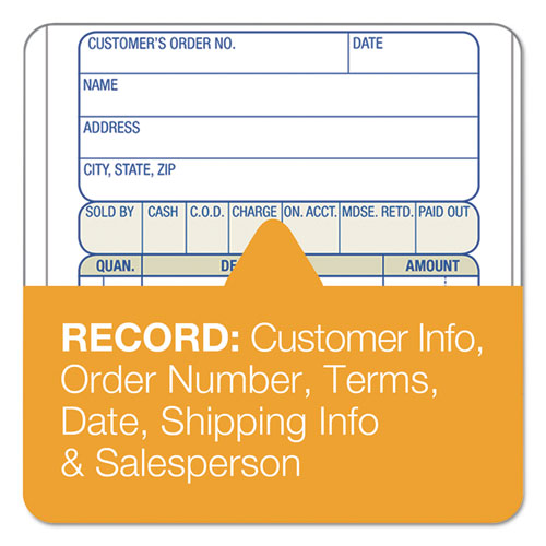 Image of Adams® Multipart Sales Order Pad, 12 Lines, Two-Part Carbonless, 3.34 x 6.69, 50 Forms Total