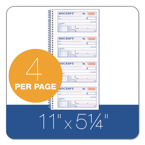 Image of Adams® Multipart Money/Rent Receipt Book, Two-Part Carbonless, 4.75 x 2.75, 4 Forms/Sheet, 200 Forms Total