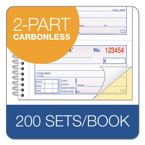 Image of Adams® Multipart Money/Rent Receipt Book, Two-Part Carbonless, 4.75 x 2.75, 4 Forms/Sheet, 200 Forms Total