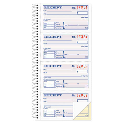 Image of Adams® Multipart Money/Rent Receipt Book, Two-Part Carbonless, 4.75 x 2.75, 4 Forms/Sheet, 200 Forms Total