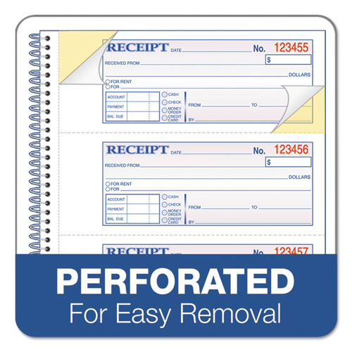 Image of Adams® Multipart Money/Rent Receipt Book, Two-Part Carbonless, 7.13 x 2.75, 4 Forms/Sheet, 200 Forms Total