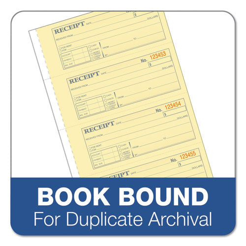 Image of Adams® Receipt Book, Three-Part Carbonless, 7.19 x 2.75, 4 Forms/Sheet, 100 Forms Total