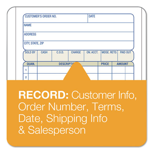 Image of Adams® Multipart Sales Order Pad, Three-Part Carbonless, 3.25 x 7.13, 50 Forms Total
