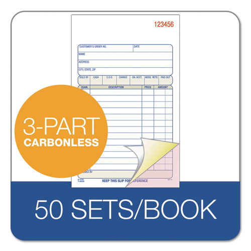 Image of Adams® Multipart Sales Order Pad, Three-Part Carbonless, 4.19 x 6.69, 50 Forms Total