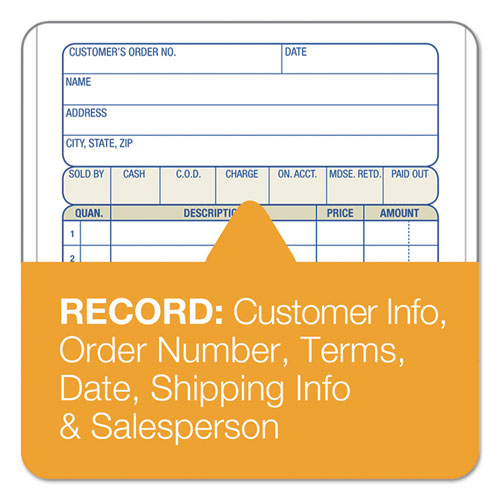 Image of Adams® Multipart Sales Order Pad, Three-Part Carbonless, 4.19 x 6.69, 50 Forms Total