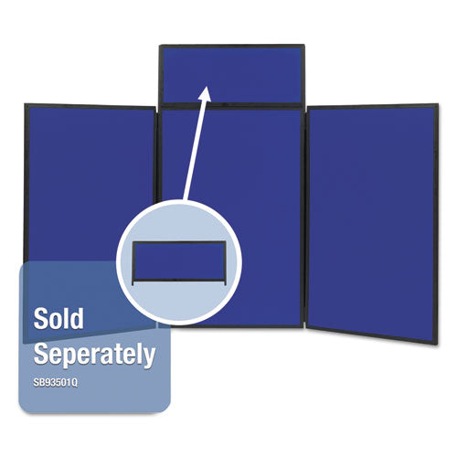 Image of Quartet® Show-It! Three-Panel Display System, 72" x 36", Blue/Gray Surface, Black PVC Frame