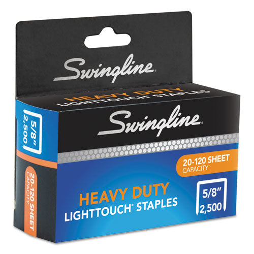 Image of Swingline® Light Touch Heavy-Duty Staples, 0.63" Leg, 0.5" Crown, Steel, 2,500/box