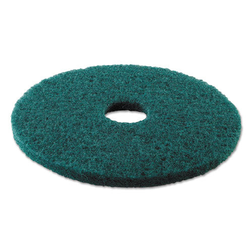 Image of Boardwalk® Heavy-Duty Scrubbing Floor Pads, 13" Diameter, Green, 5/carton