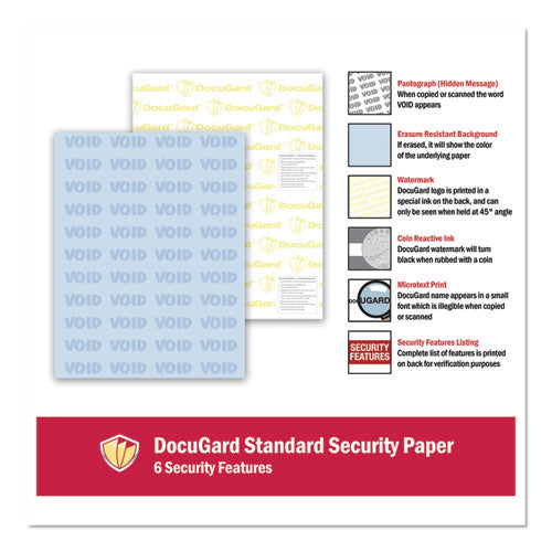 Image of DocuGard Medical Security Papers, 24 lb Bond Weight, 8.5 x 11, Blue, 500/Ream