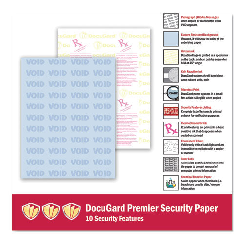 Image of DocuGard Medical Security Papers, 24 lb Bond Weight, 8.5 x 11, Blue, 500/Ream