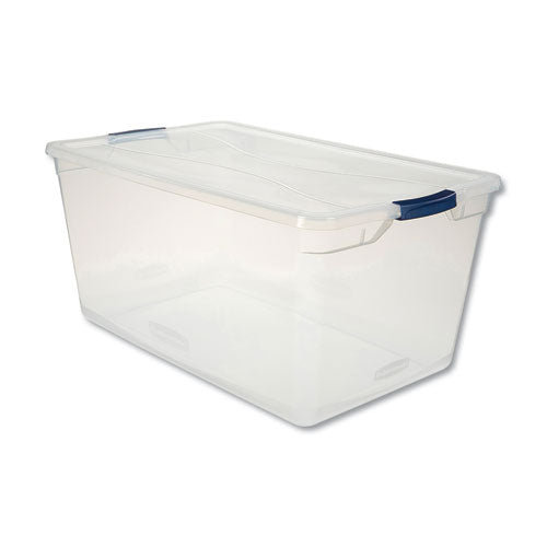 Image of Rubbermaid® Clever Store Basic Latch-Lid Container, 95 Qt, 17.75" X 29" X 13.25", Clear