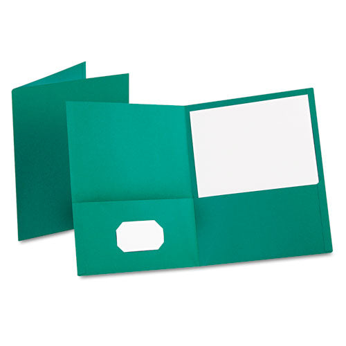 Image of Oxford Twin-Pocket Folder, Embossed Leather Grain Paper, 0.5" Capacity, 11 X 8.5, Teal, 25/box
